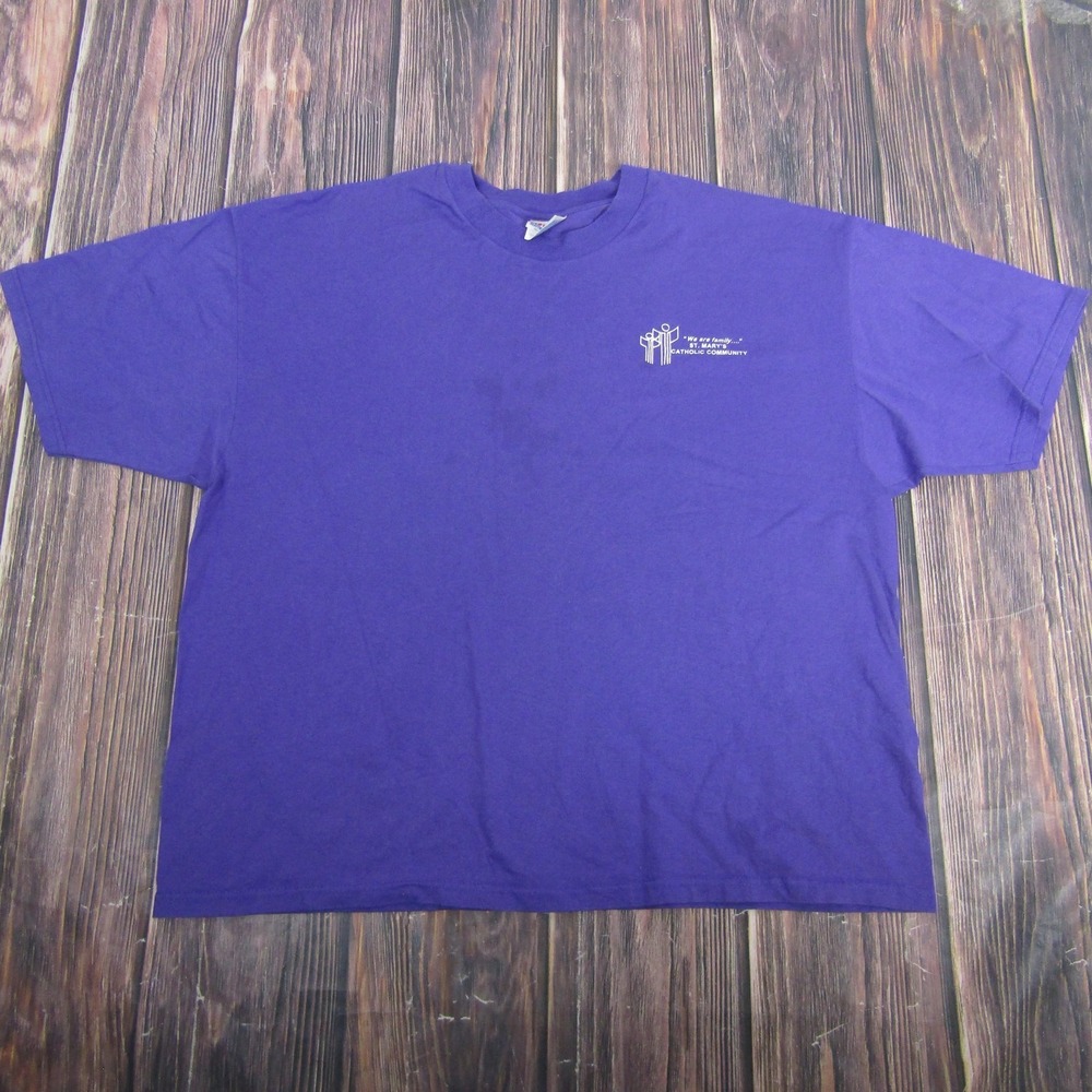 Vintage Hanes Shirt‎ Mens 2XL Purple St Marys Catholic Community Graphic Tee 90s